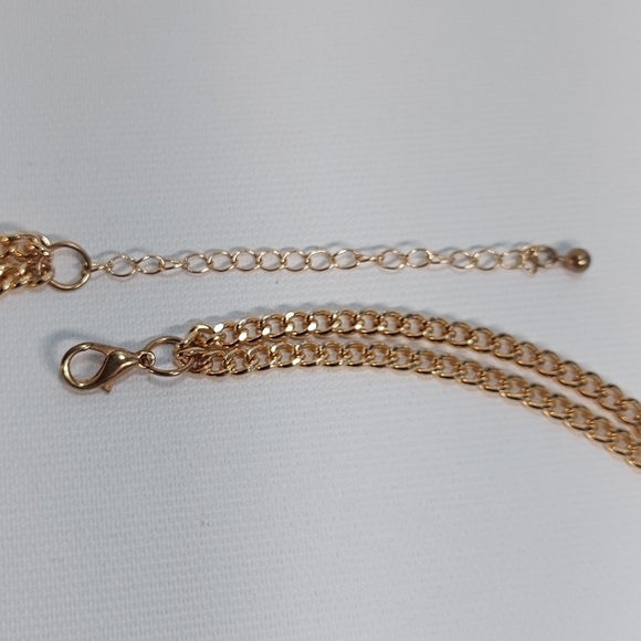 Chunky Gold Tone Double Strand Womens Statement Necklace - Picture 8 of 8